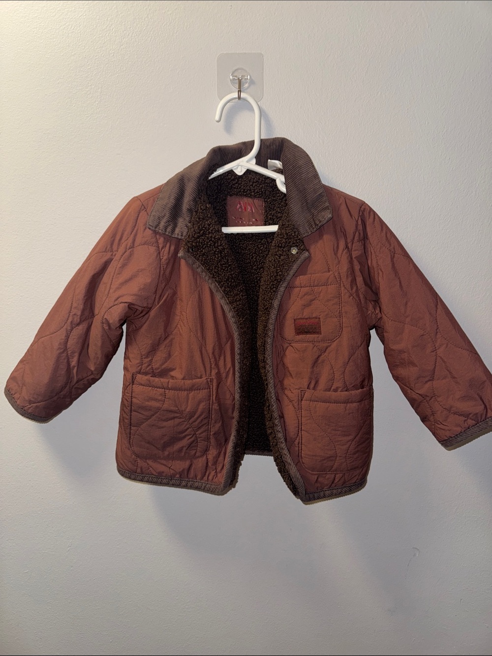 Zara Kids Quilted Brown Puffer Jacket with Dark Brown Trim - 3T